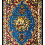 A Masterpiece of Qom: A Silk Medallion Area Rug. handwoven rug