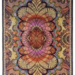 Brand New Purple Medallion Area Rug, Handmade silk rug in Qom