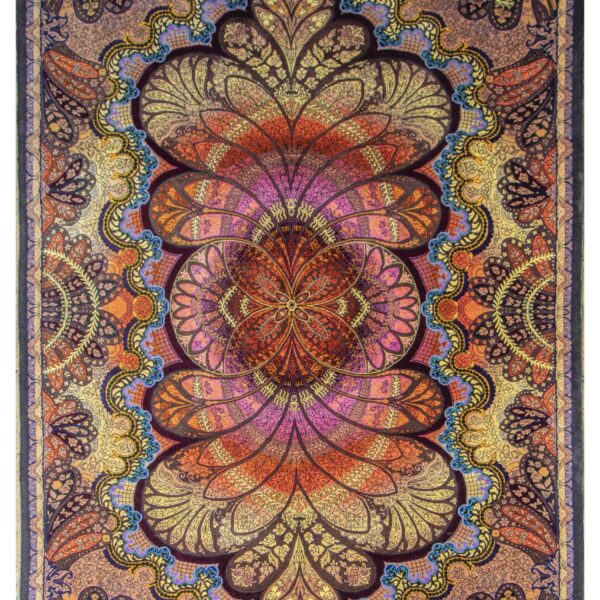 Brand New Purple Medallion Area Rug, Handmade silk rug in Qom