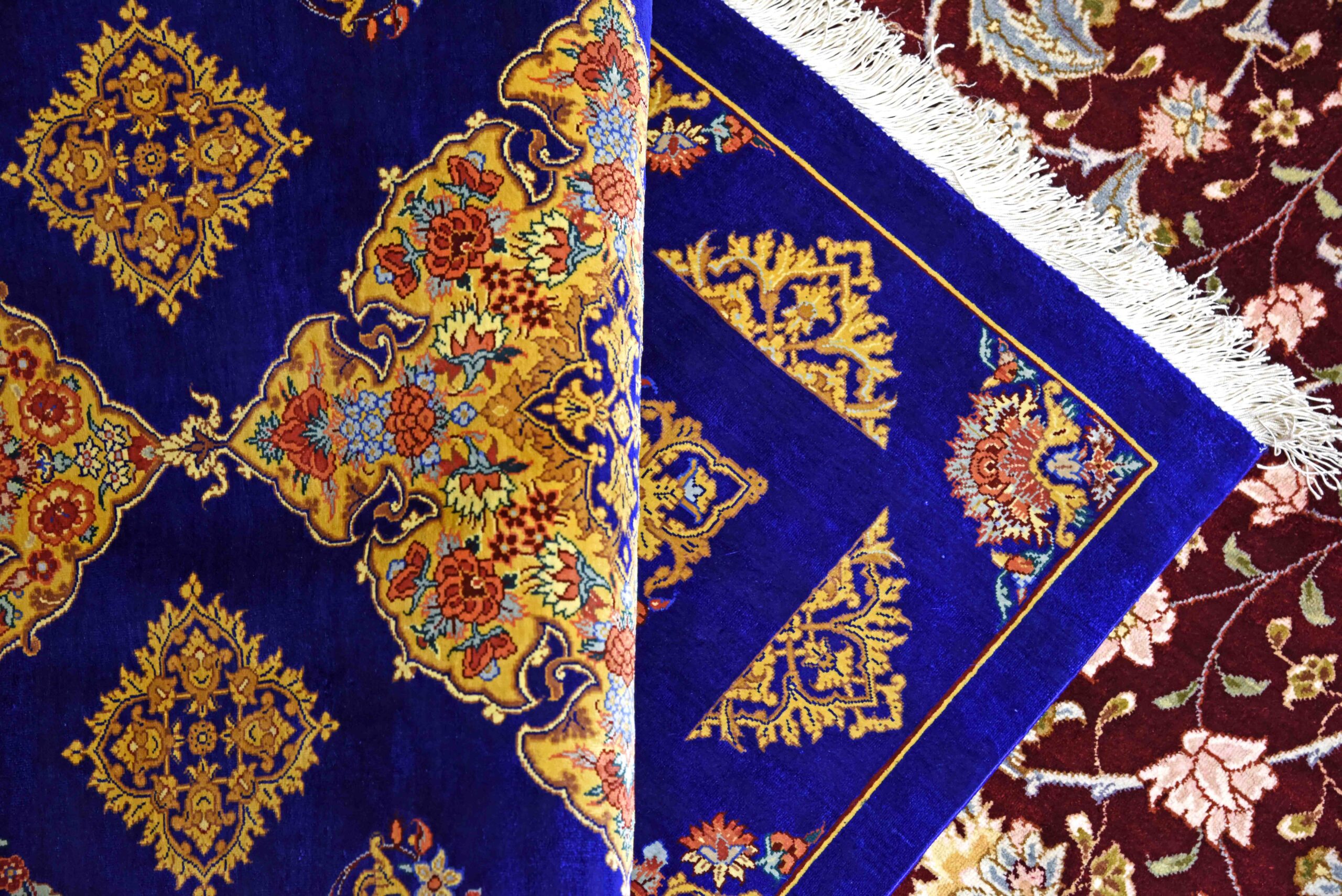 rand New Blue Medallion Area Rug, Handmade Persian silk rugs in Qom10