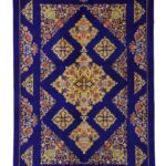 rand New Blue Medallion Area Rug, Handmade silk rug in Qom
