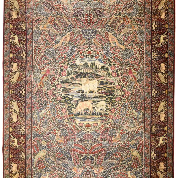 Antique Handmade Kerman Cotton Rug 4’76″ x 7’71"