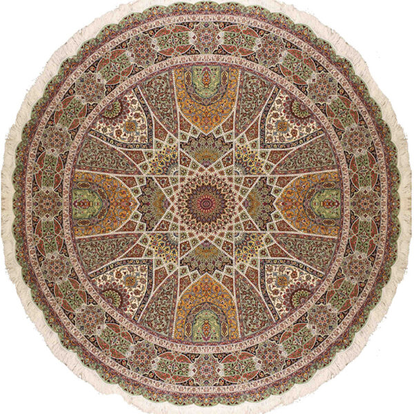 Handmade Qom All Silk Round Rug 9’84″ x 9’84”