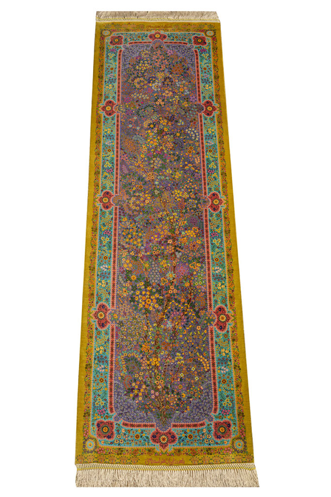 New handmade Qom Tree of Life Runner Rug