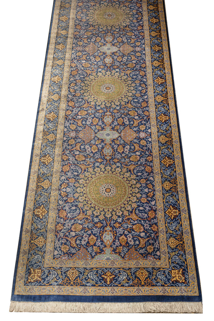 Brand New, Exquisite Silk Medallion Runner Rug