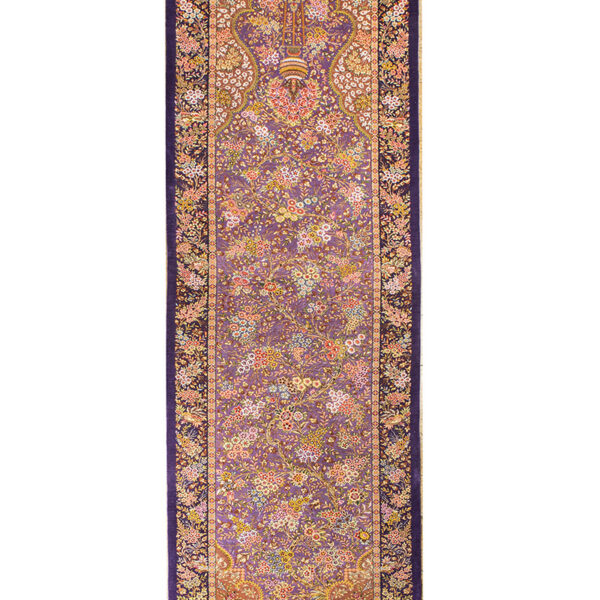 Handmade Qom All Silk Runner Rug 2’23” x 9’84”