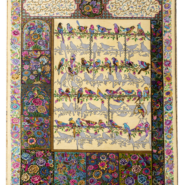 The handmade All-Silk Pictorial Cream Rug