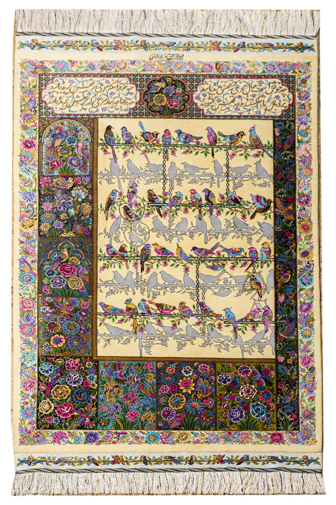 The handmade All-Silk Pictorial Cream Rug