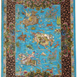 the brand new handmade Qom Hunting Animals silk Rug. handwoven rug