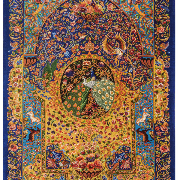 Handmade Qom All Silk Rug 3’28” x 4’92″