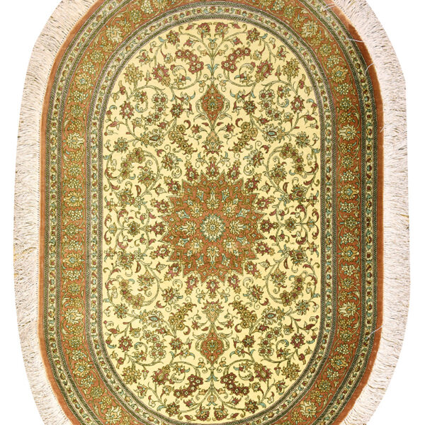 Handmade Maragheh All Silk Oval Rug 2’63” x 3’94″
