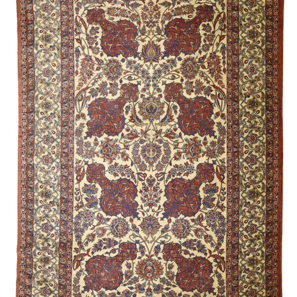 Antique Handmade Isfahan Cotton Rug 4’40” x 6’89”