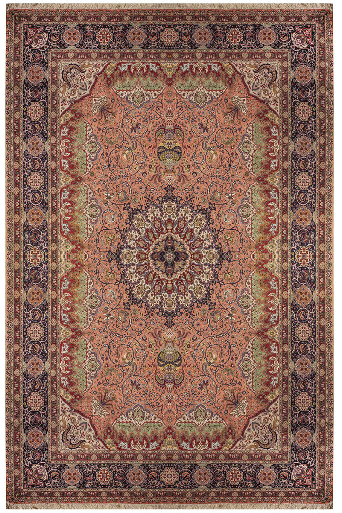 Antique Tabriz Medallion Rug blue handmade area rug