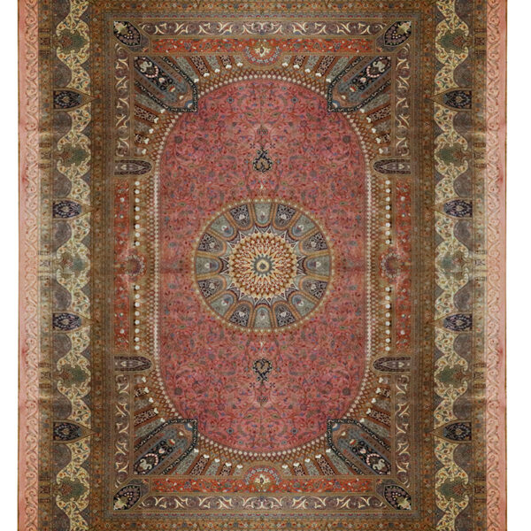Handmade Pink Silk Rug from Qom. Handwoven Rug 3