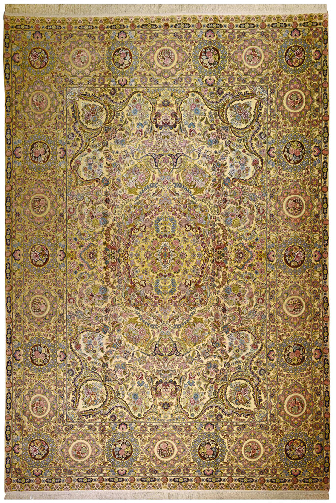 brand new Handmade medallion silk Rug from Tabriz. handwoven rug.