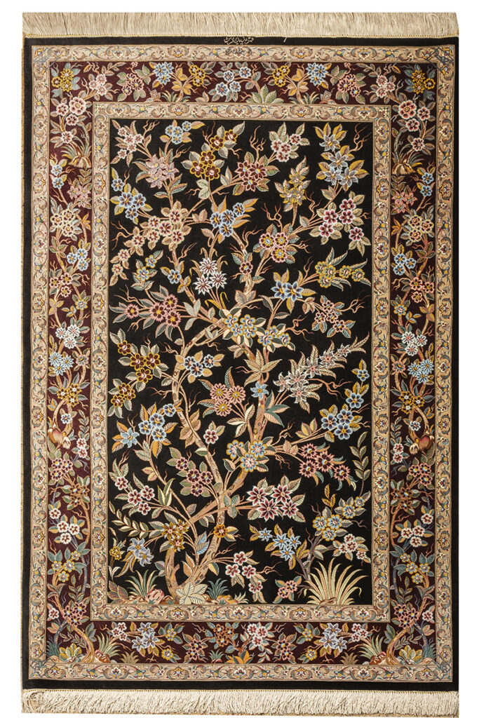 Brand New Handmade tree of life Silk Rug from Qom. handwoven rug