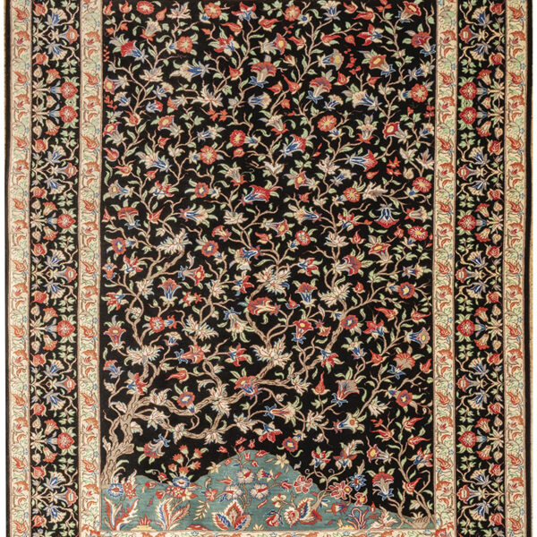 Handmade Qom All Silk Rug 3’28” x 4’92”